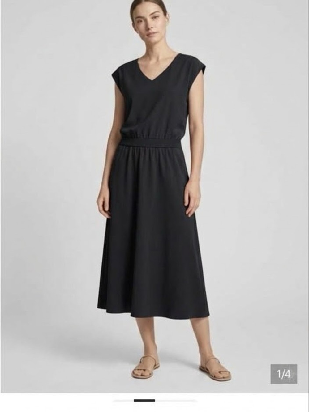 Athleta black Open Back V-Neck Midi Dress Size 2X